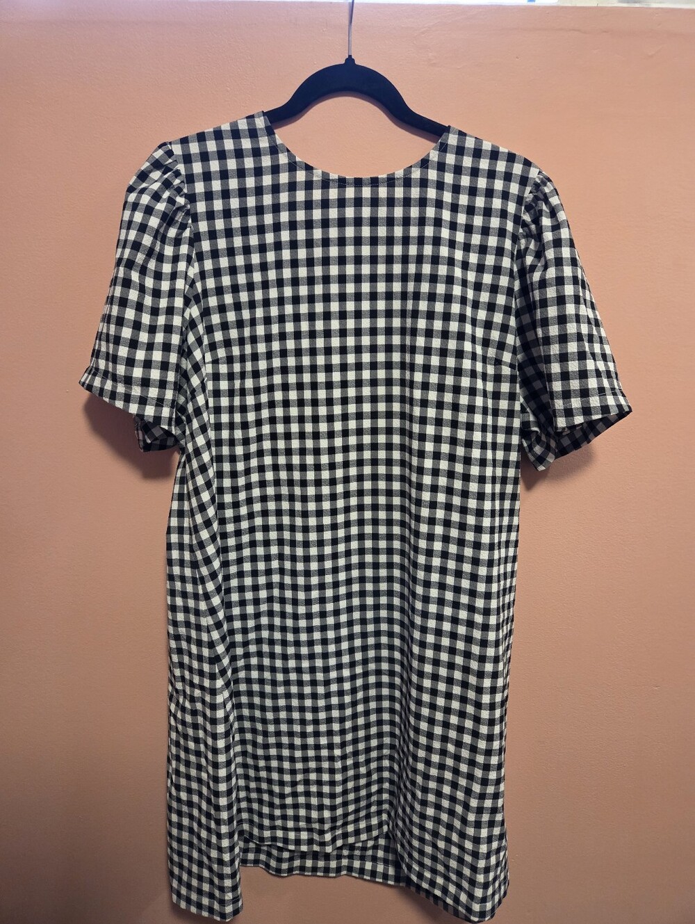 Womens Black and White Gingham Midi Dress